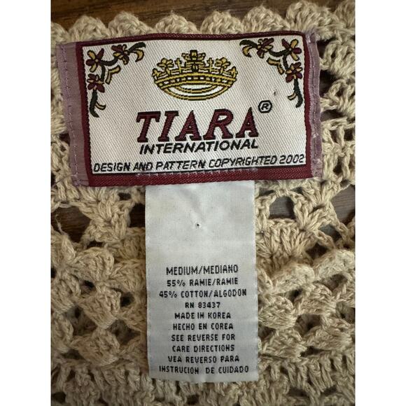 Vintage Tiara Crochet Sweater Y2K Boho Festival Knit Pullover Top M Cottage - Picture 4 of 10